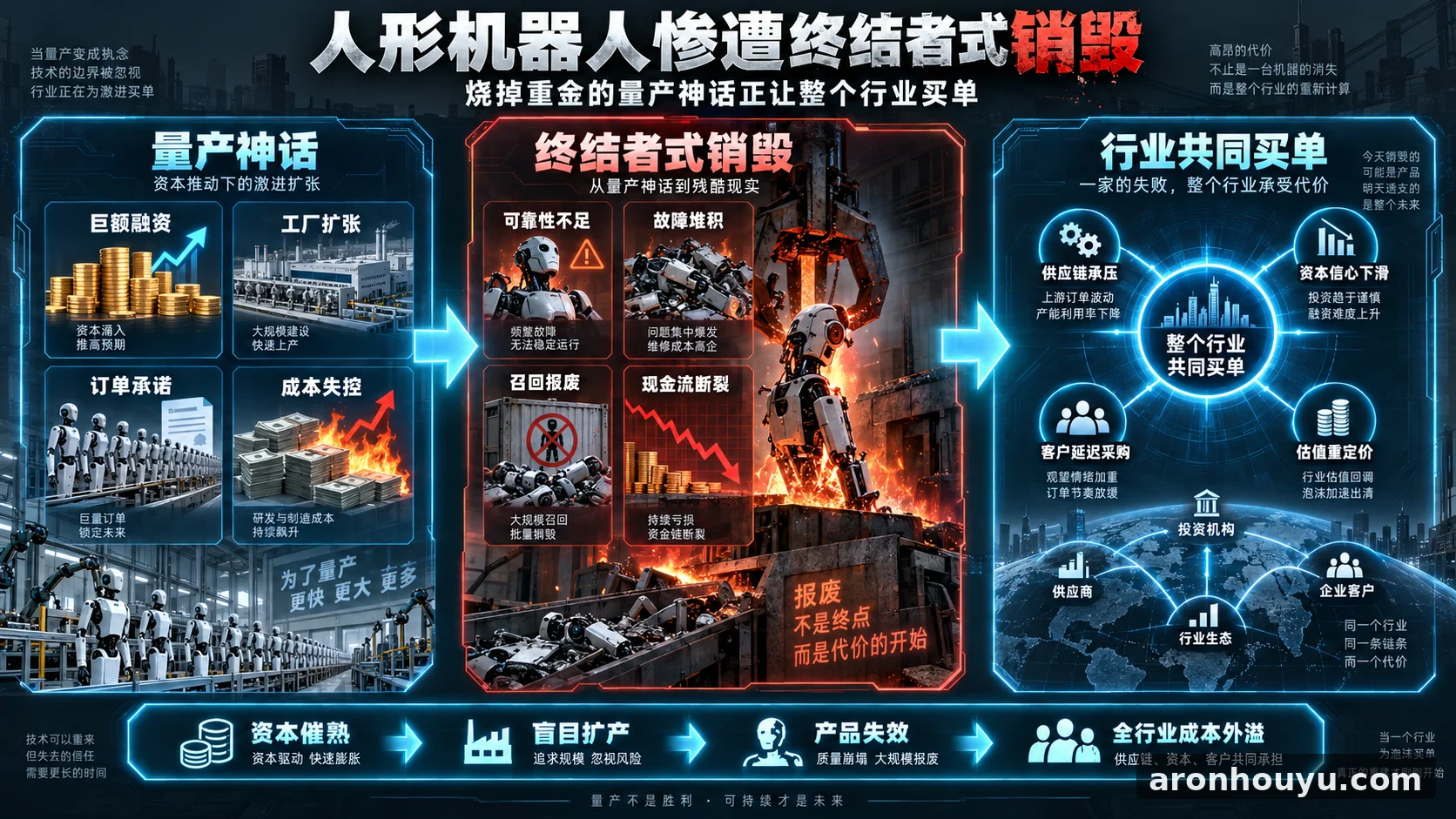人形机器人惨遭终结者式销毁,烧掉重金的量产神话正让整个行业买单